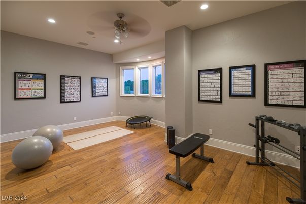 Fitness Equipment, Interior, Recessed Lighting, Wood Texture Flooring