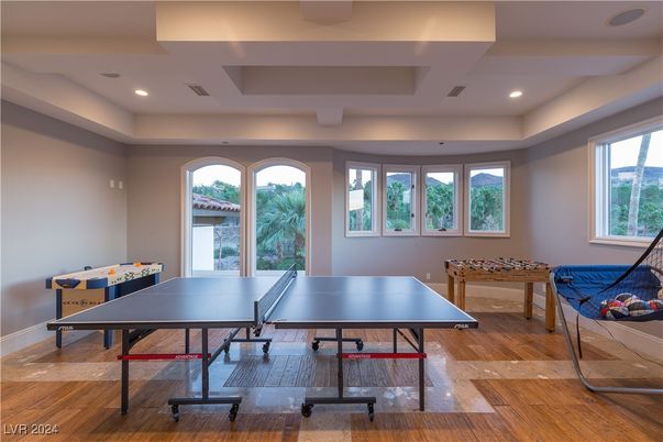 Game Room, Interior, Recessed Lighting, Wood Texture Flooring