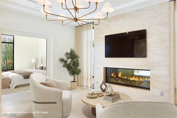 Bedroom, Chandelier, Fireplace, Interior, Living room