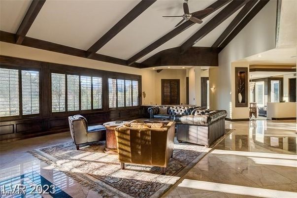 Interior, Living room, Recessed Lighting, Wooden Beams