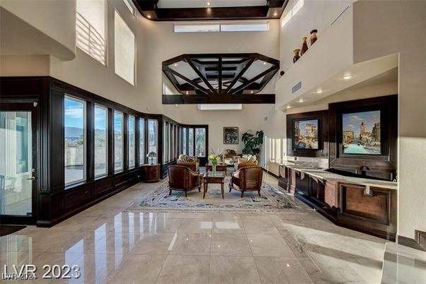 Interior, Living room, Recessed Lighting, Wooden Beams