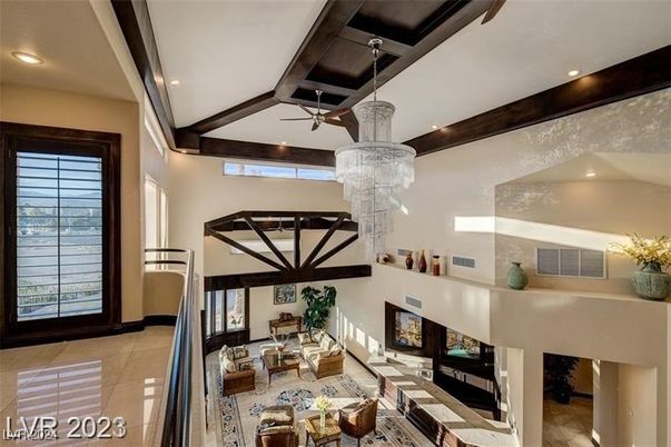 Chandelier, Fireplace, Interior, Living room, Recessed Lighting