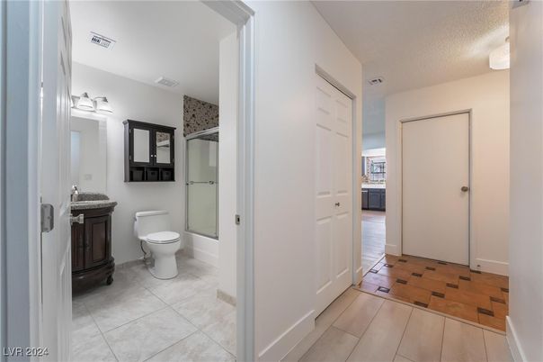Bathroom, Glass Shower, Interior, Wood Texture Flooring