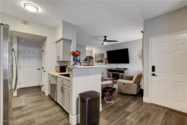 Interior, Kitchen, Stainless Steel Appliances, Wood Texture Flooring
