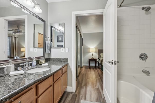 Bathroom, Dual Sink Vanities, Interior, Wood Texture Flooring