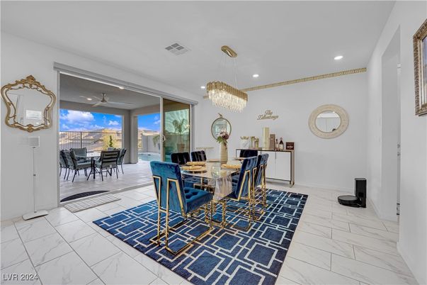 Chandelier, Dining room, Interior, Marble, Recessed Lighting