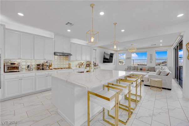 Interior, Kitchen, Living room, Marble, Pendant Lights, Recessed Lighting