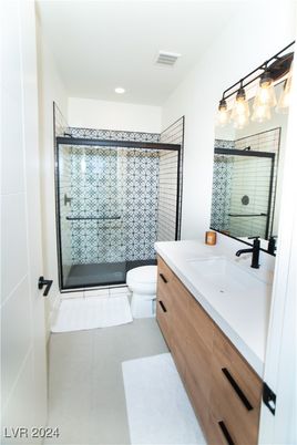 Bathroom, Dual Sink Vanities, Glass Shower, Interior, Recessed Lighting