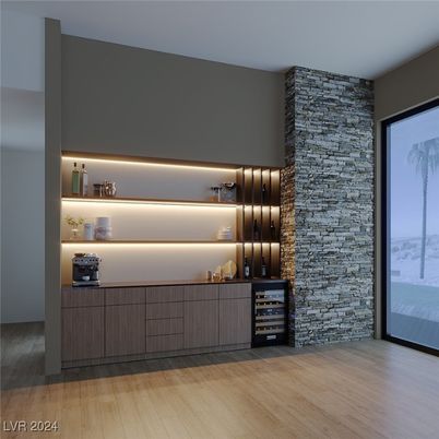 Interior, Stone Walls, Wood Texture Flooring