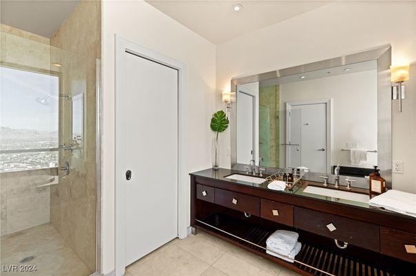 Bathroom, Dual Sink Vanities, Glass Shower, Interior, Recessed Lighting