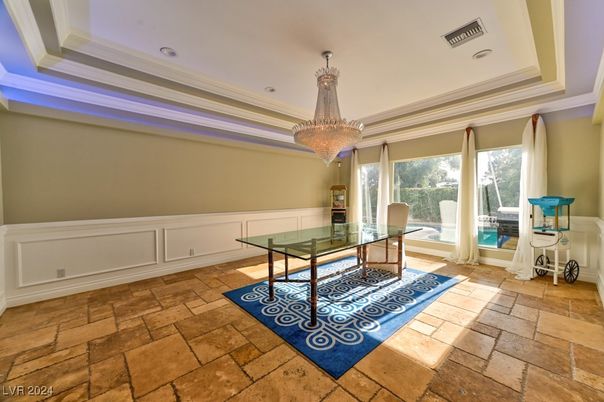 Chandelier, Home Office, Interior, Recessed Lighting