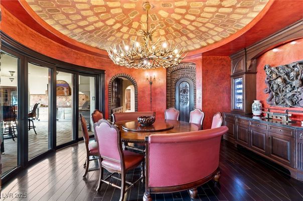 Chandelier, Dining room, Interior, Wood Texture Flooring