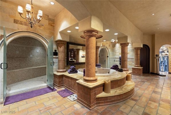 Bathroom, Chandelier, Interior, Recessed Lighting