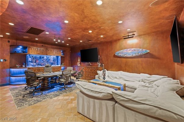 Interior, Living room, Recessed Lighting, Wooden Walls