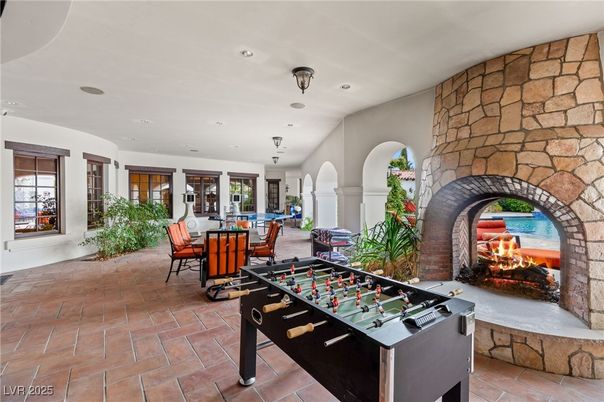 Game Room, Interior, Recessed Lighting, Stone Walls
