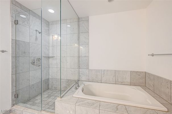 Bathroom, Glass Shower, Interior, Marble Walls, Recessed Lighting