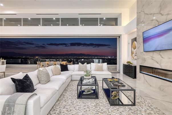 Fireplace, Interior, Living room, Marble Walls, Recessed Lighting