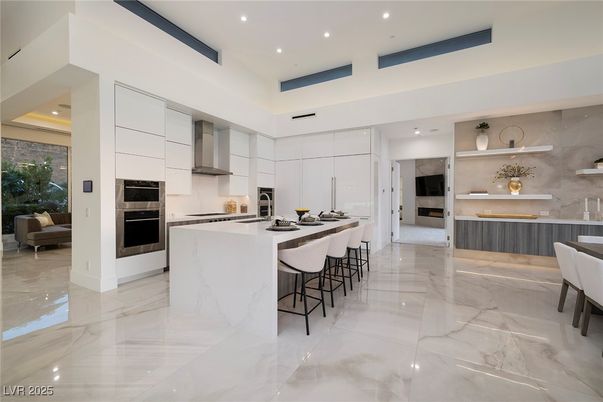 Interior, Kitchen, Marble, Recessed Lighting, Stainless Steel Appliances
