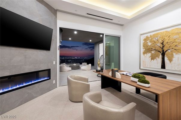 Fireplace, Home Office, Interior, Recessed Lighting