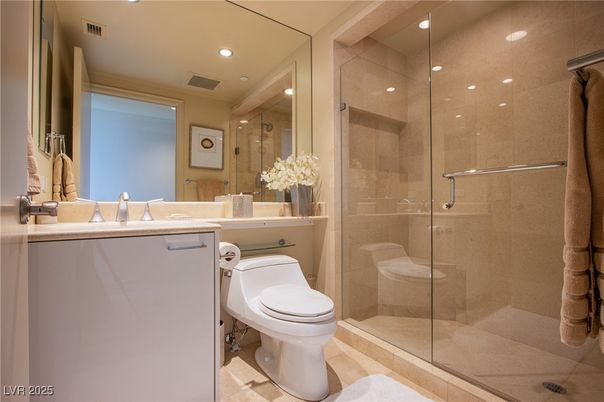 Bathroom, Glass Shower, Interior, Recessed Lighting