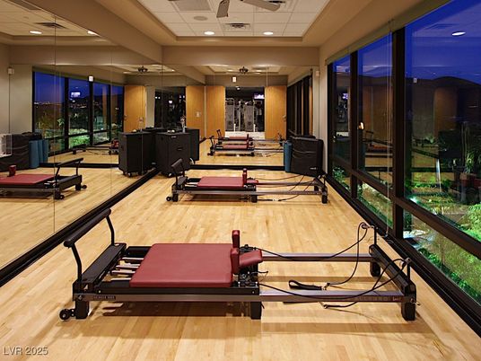 Fitness Equipment, Interior, Recessed Lighting, Wood Texture Flooring