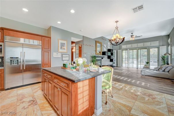 Chandelier, Interior, Kitchen, Recessed Lighting, Stainless Steel Appliances