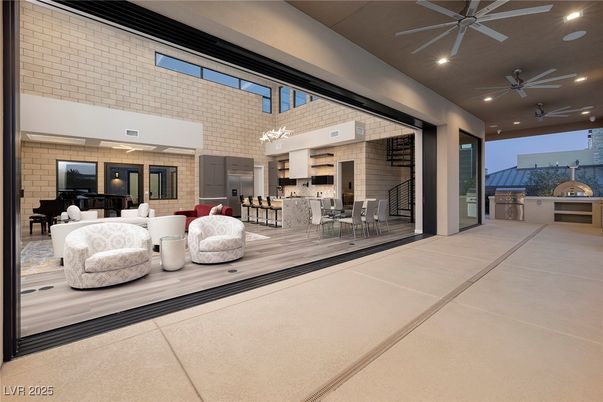 Dining room, Interior, Recessed Lighting, Stone Walls