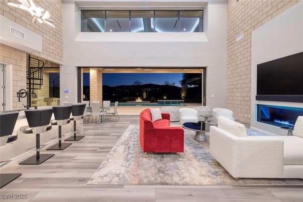 Interior, Living room, Stone Walls, Wood Texture Flooring