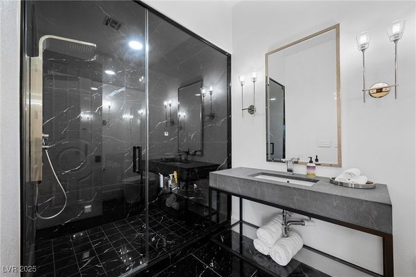 Bathroom, Glass Shower, Interior, Marble Walls