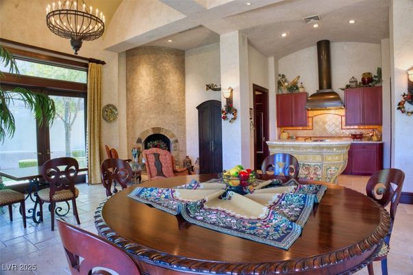 Dining room, Fireplace, Interior, Kitchen, Living room, Pendant Lights, Recessed Lighting