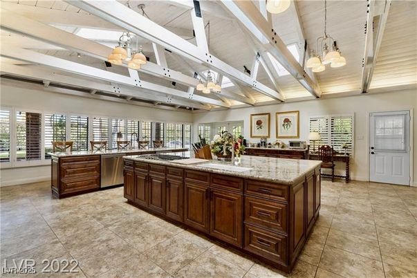Chandelier, Interior, Kitchen, Pendant Lights, Stainless Steel Appliances