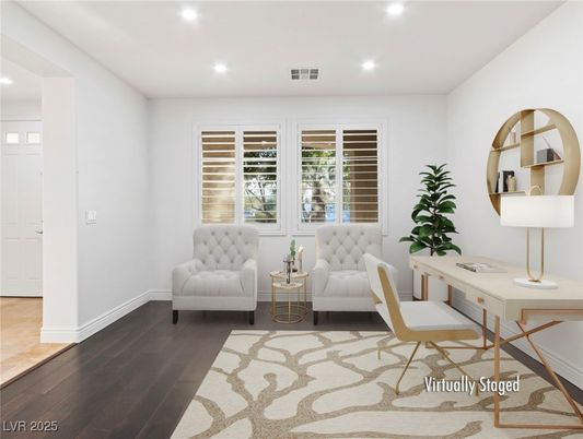 Home Office, Interior, Recessed Lighting, Wood Texture Flooring