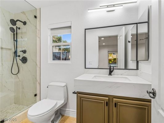 Bathroom, Glass Shower, Interior, Marble Walls, Recessed Lighting
