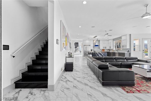 Interior, Kitchen, Living room, Marble, Recessed Lighting
