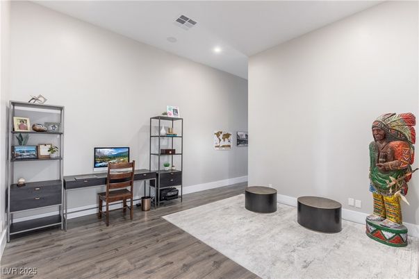 Home Office, Interior, Recessed Lighting, Wood Texture Flooring