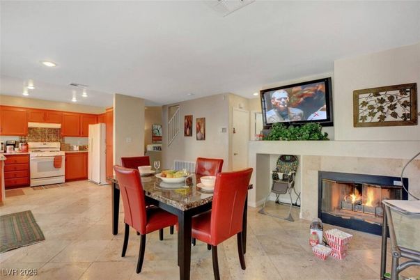 Dining room, Fireplace, Interior, Kitchen, Recessed Lighting