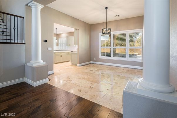 Interior, Kitchen, Pendant Lights, Wood Texture Flooring