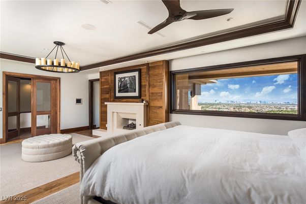 Bedroom, Chandelier, Fireplace, Interior, Recessed Lighting
