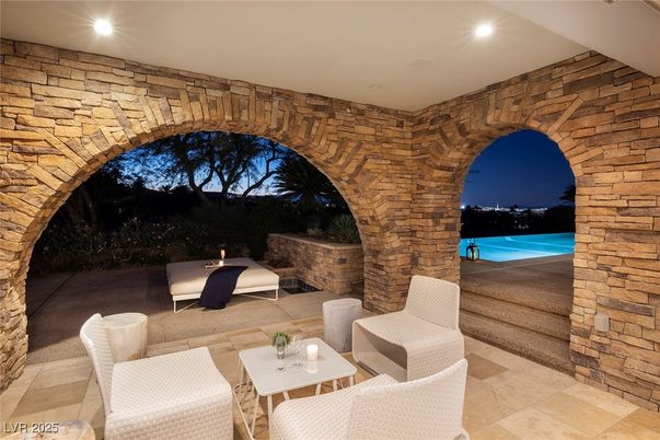 Exterior, Pool, Recessed Lighting, Stone Walls