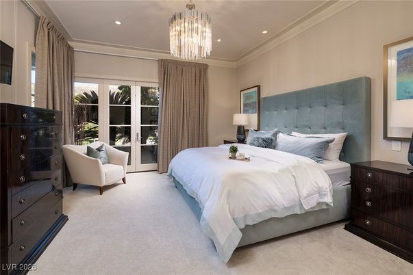 Bedroom, Chandelier, Interior, Recessed Lighting