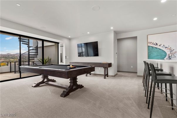 Billiard Table, Game Room, Interior, Recessed Lighting