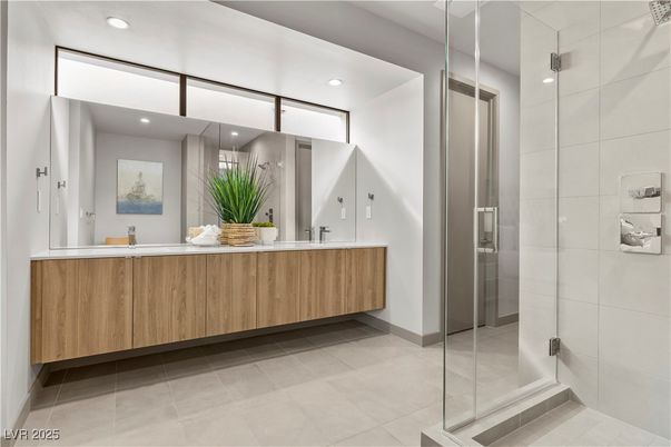 Bathroom, Dual Sink Vanities, Glass Shower, Interior, Recessed Lighting