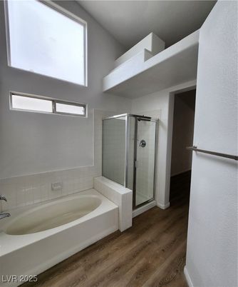 Bathroom, Glass Shower, Interior, Wood Texture Flooring