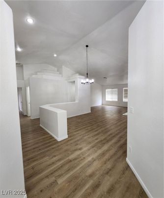 Chandelier, Empty room, Interior, Pendant Lights, Recessed Lighting, Wood Texture Flooring