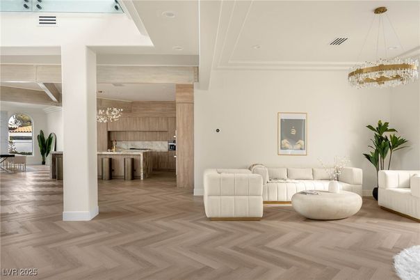 Chandelier, Interior, Kitchen, Living room, Pendant Lights, Recessed Lighting, Wood Texture Flooring