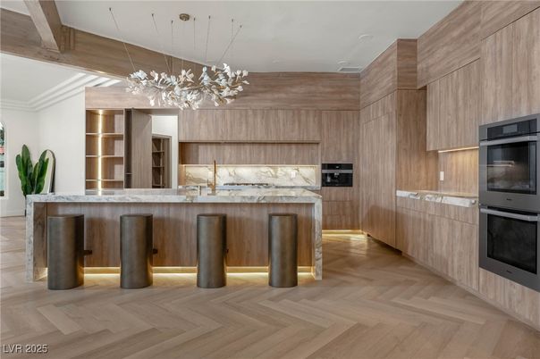 Interior, Kitchen, Pendant Lights, Stainless Steel Appliances, Wood Texture Flooring