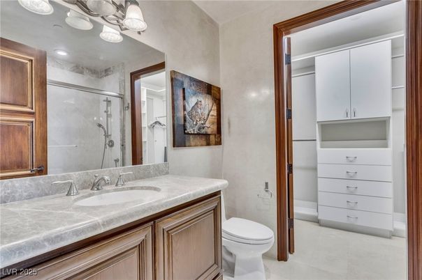 Bathroom, Glass Shower, Interior, Recessed Lighting, Tile Countertops