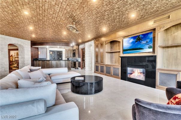 Fireplace, Interior, Kitchen, Living room, Recessed Lighting