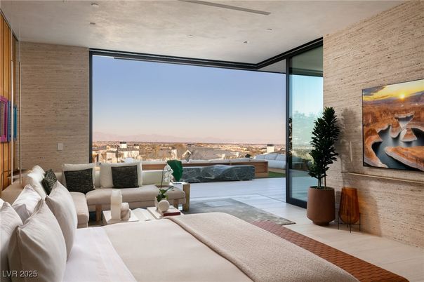 Bedroom, Interior, Recessed Lighting, Stone Walls