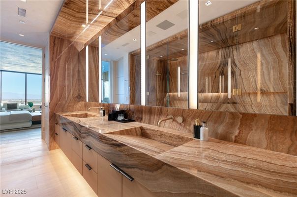 Bathroom, Dual Sink Vanities, Glass Shower, Interior, Recessed Lighting